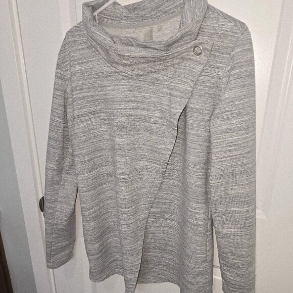 Danskin French Terry Bliss Wrap Jacket in Light Gray Size Large Yoga Sweatshirt - Picture 1 of 5